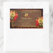 フローリッシュバラ製品ラベル暗褐色の木目 長方形シール (バッグ)