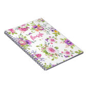 フローリッシュピンクパープルフローラ水色フェミニン ノートブック (右側)