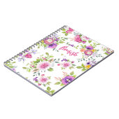 フローリッシュピンクパープルフローラ水色フェミニン ノートブック (左側)