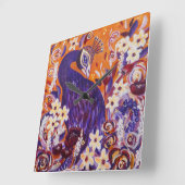 フローリッシュピーコックフローラ スクエア壁時計 (傾斜)