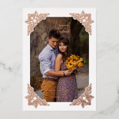 フローリッシュフレームコーナーファンシーヴィンテージ写真 箔招待状 (正面)