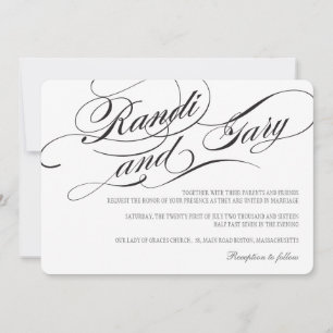 フローリッシュブラック&ホワイト結婚式招待状 招待状