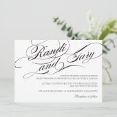 フローリッシュブラック&ホワイト結婚式招待状 招待状 (スタンド正面)