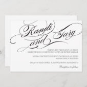 フローリッシュブラック&ホワイト結婚式招待状 招待状 (正面/裏面)