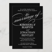 フローリッシュ文字ヴィンテージウェディング招待状インブラック 招待状 (正面/裏面)