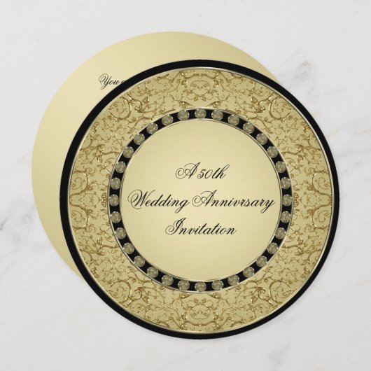 フローリッシュ結婚ゴールデンアニバーサリー招待状 招待状 (正面/裏面)