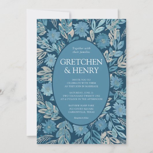 フローリッシュ絵画ウォーターカラー結婚式招待状 招待状 (正面)