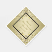 フローリッシュ金ゴールドブラック50周年結婚を迎える スタンダードランチョンナプキン (角)