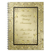 フローリッシュ金ゴールドブラック50周年結婚を迎える ノートブック (正面)