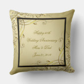 フローリッシュ ゴールド ブラック 50周年 結婚記念日 写真 クッション (裏面)