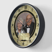 フローリッシュ ゴールド ブラック 50周年 結婚記念日 写真 壁時計 (傾斜)