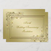 フローリッシュ ゴールド 50周年結婚記念日 招待状 (正面/裏面)