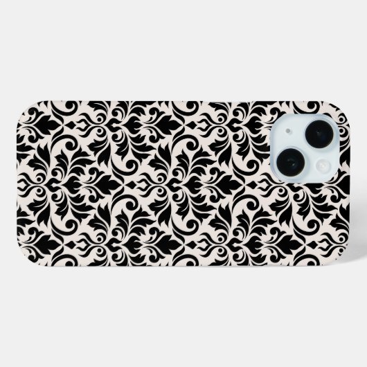 フローリッシュ ダマスク 大柄 クリーム地にブラック Case-Mate iPhoneケース (裏面 (横))