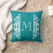 フローリファンシーッシュモノグラム背景色を選択 クッション (ブランケット)