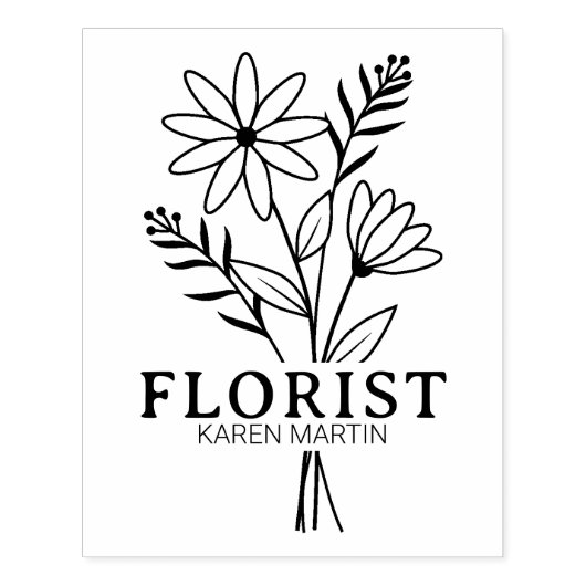 フローリモダンストビジネスカスタムラージ ラバースタンプ (インプリント)