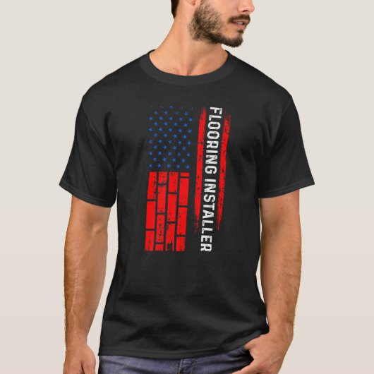 フローリングインストーラー請負業者UsaフラグFloor Insta Tシャツ (正面)