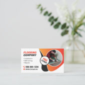 フローリングサービス木床タイルブラックオレンジ 名刺 (スタンド正面)