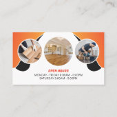 フローリングサービス木床タイルブラックオレンジ 名刺 (裏面)