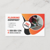 フローリングサービス木床タイルブラックオレンジ 名刺 (正面)