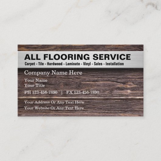 フローリングサービス木目ルックアートの背景 名刺 (正面)