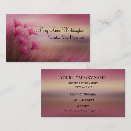 フローリングピンクフローラエレガント平和的プロフェッショナル 名刺 (正面/裏面)