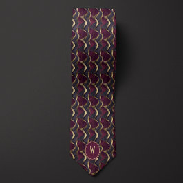 フローリングブルゴーニュ、ブラック、金ゴールド抽象芸術 ネクタイ