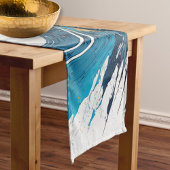 フローリングブルースとゴールズ – ダイナミック抽象デザイン ショートテーブルランナー