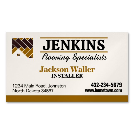 フローリング設置プロフェッショナル マグネット名刺 (正面)