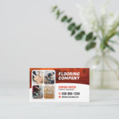 フローリング請負業者の木製の床タイルオレンジ白 名刺 (スタンド正面)