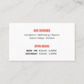 フローリング請負業者の木製の床タイルオレンジ白 名刺 (裏面)