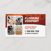 フローリング請負業者の木製の床タイルオレンジ白 名刺 (正面)