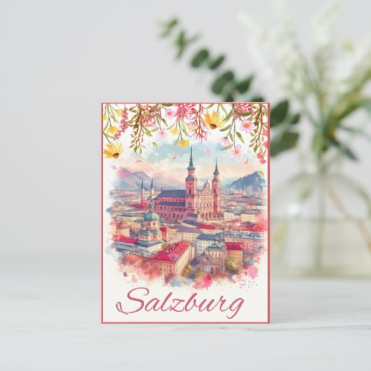 フローリーのオーストリアの首都ザルツブルクのスカイライン ポストカード (スタンド正面)