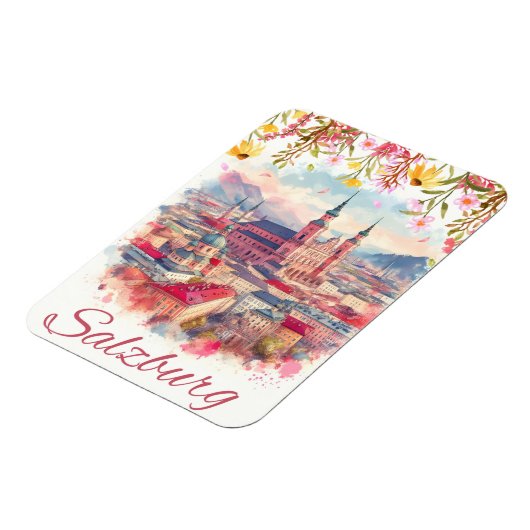 フローリーのオーストリアの首都ザルツブルクのスカイライン マグネット (左側)