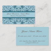フローリーエレガントティール（緑がかった色）ダマスク 名刺 (正面/裏面)