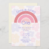 フローリーボホーレインボー誕生日招待状 招待状 (正面/裏面)