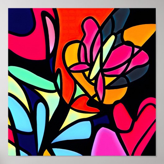 フローリー抽象芸術神経線スケッチ ポスター (正面)