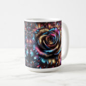 フローリ数々のングの色のメタリック鮮やかバラ コーヒーマグカップ (正面右)