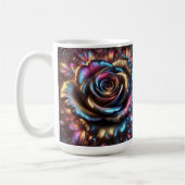 フローリ数々のングの色のメタリック鮮やかバラ コーヒーマグカップ (左)