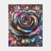 フローリ数々のングの色のメタリック鮮やかバラ フリースブランケット (正面)