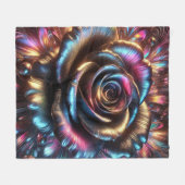 フローリ数々のングの色のメタリック鮮やかバラ フリースブランケット (正面(横))