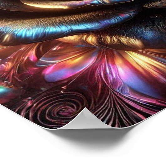 フローリ数々のングの色のメタリック鮮やかバラ ポスター (角)