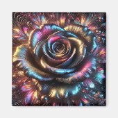 フローリ数々のングの色のメタリック鮮やかバラ マグネット (正面)