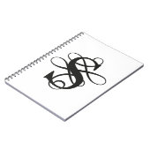 フローリ渦巻形のッシュイニシャルモノグラム ノートブック (左側)