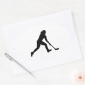 フロールボール女性 楕円形シール (封筒)