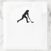 フロールボール女性 楕円形シール (バッグ)