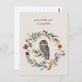 フロール wreath に囲まれたフクロウ - 思いのままに ポストカード (正面/裏面)