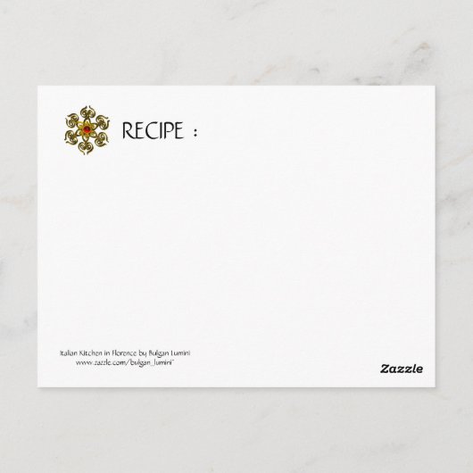 フローレイタリアンンスレシピの厨房 ポストカード (裏面)