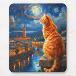フローレンスの星空 | ジンジャークロの猫アート マウスパッド