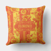 フローレンスイエローとオレンジのフローラ クッション (裏面)