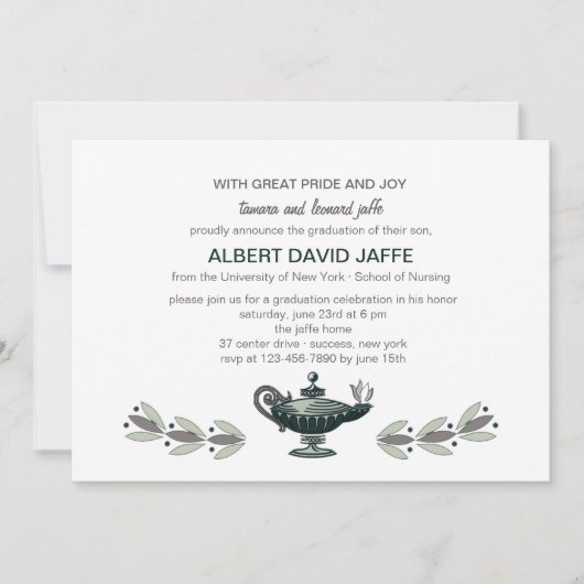 フローレンスナイチンゲール油ランプ卒業招待 招待状 (正面)